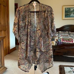 LULAROE Lindsay Paisley Open Front Sheer Cardigan Size Small EUC